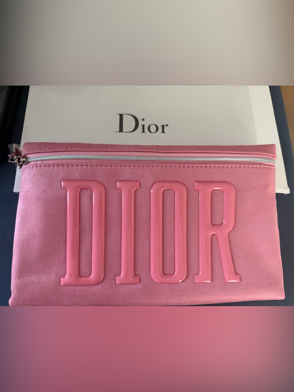 Dior Pink Embossed Logo Cosmetic Pouch
